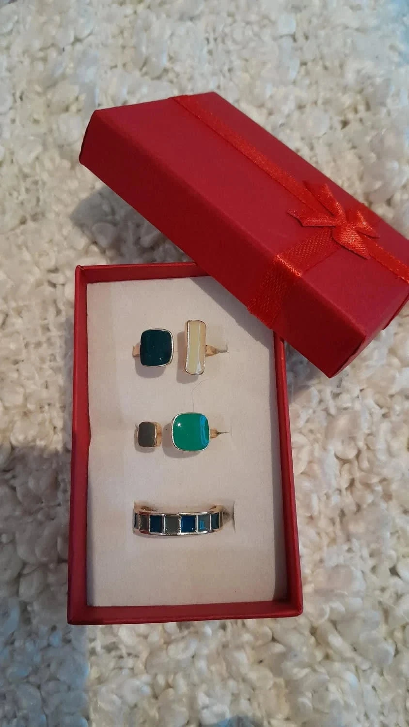 Lot de 3 bagues, émaillées, couleur vertes, taille 56